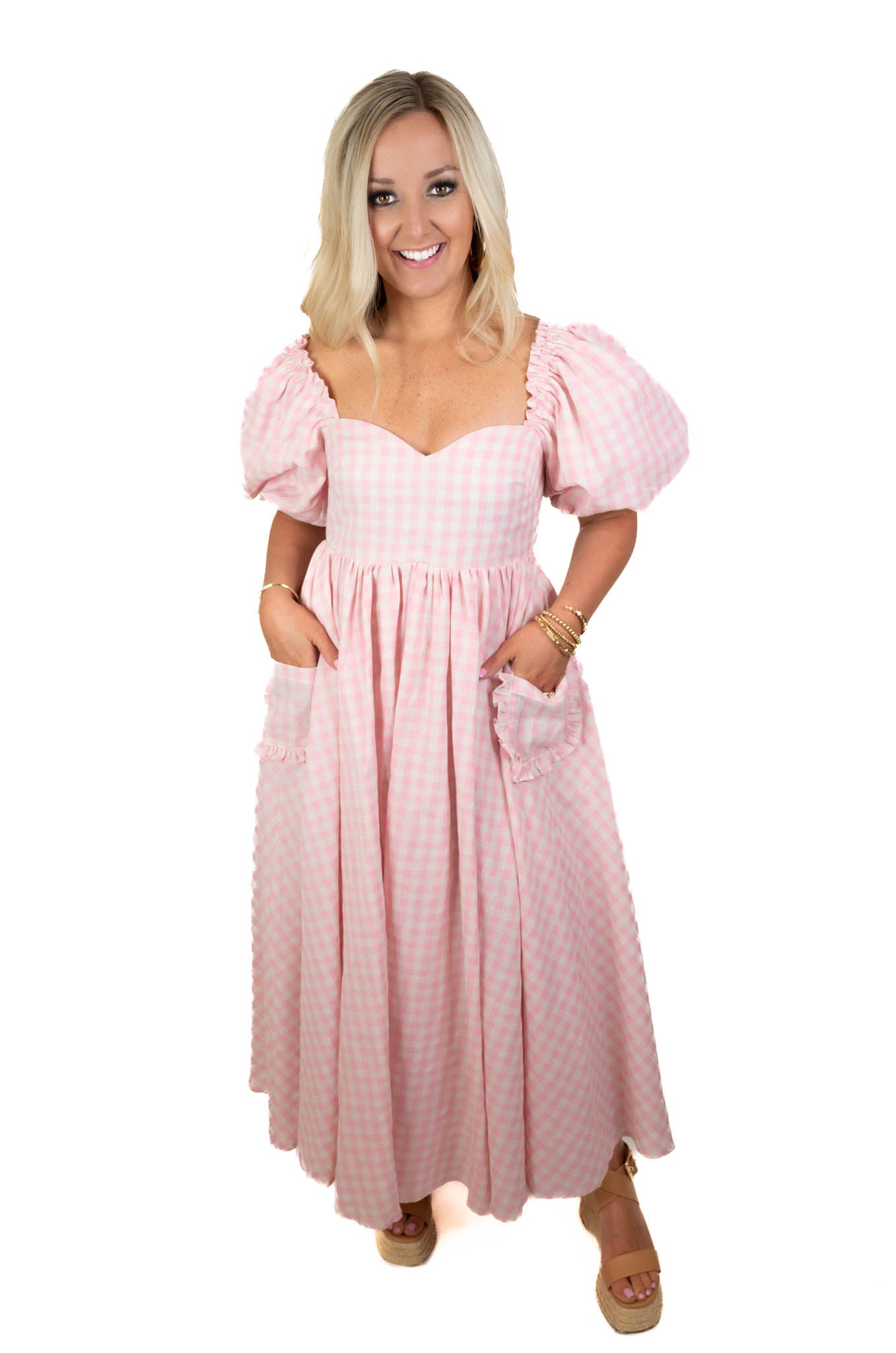 Ready For You Pink Checkered Maxi Dress