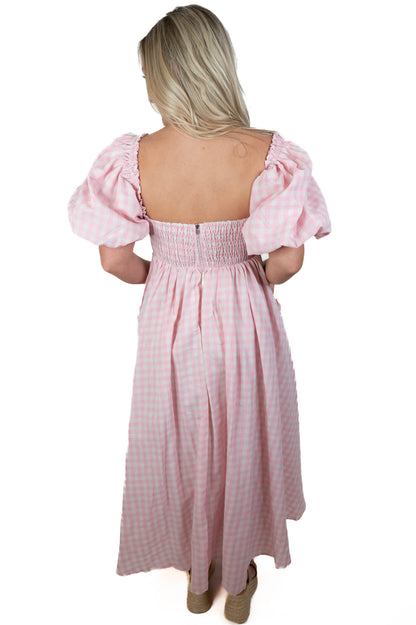 Ready For You Pink Checkered Maxi Dress