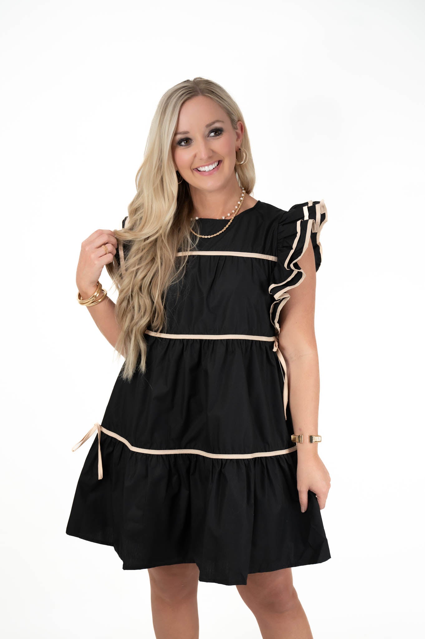 Black Ruffle Sleeve Dress