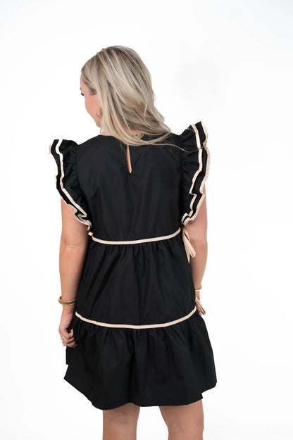 Black Ruffle Sleeve Dress