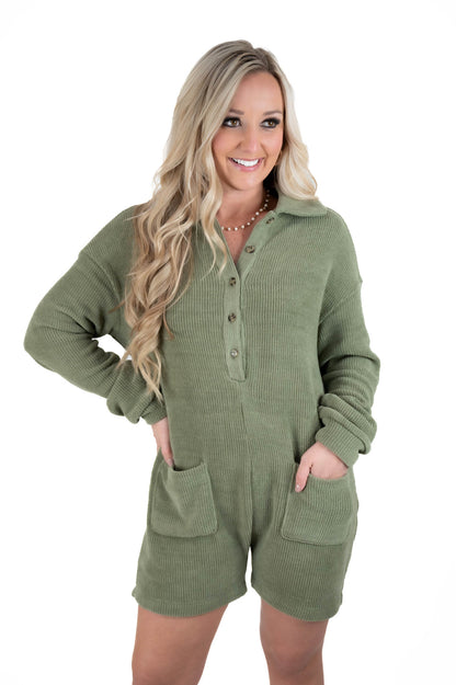 Olive Cozy Romper