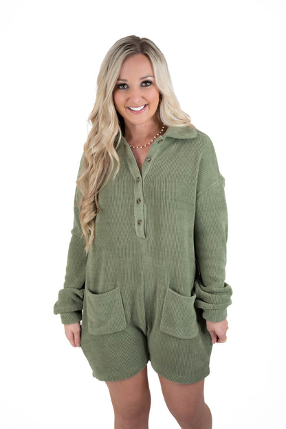 Olive Cozy Romper