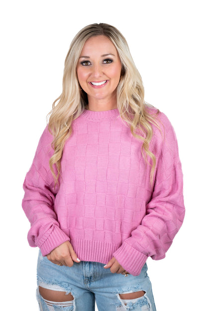 Rose Pink Checkered Sweater