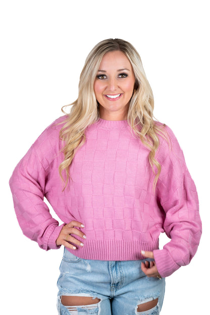 Rose Pink Checkered Sweater