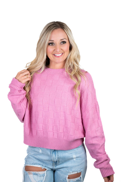 Rose Pink Checkered Sweater