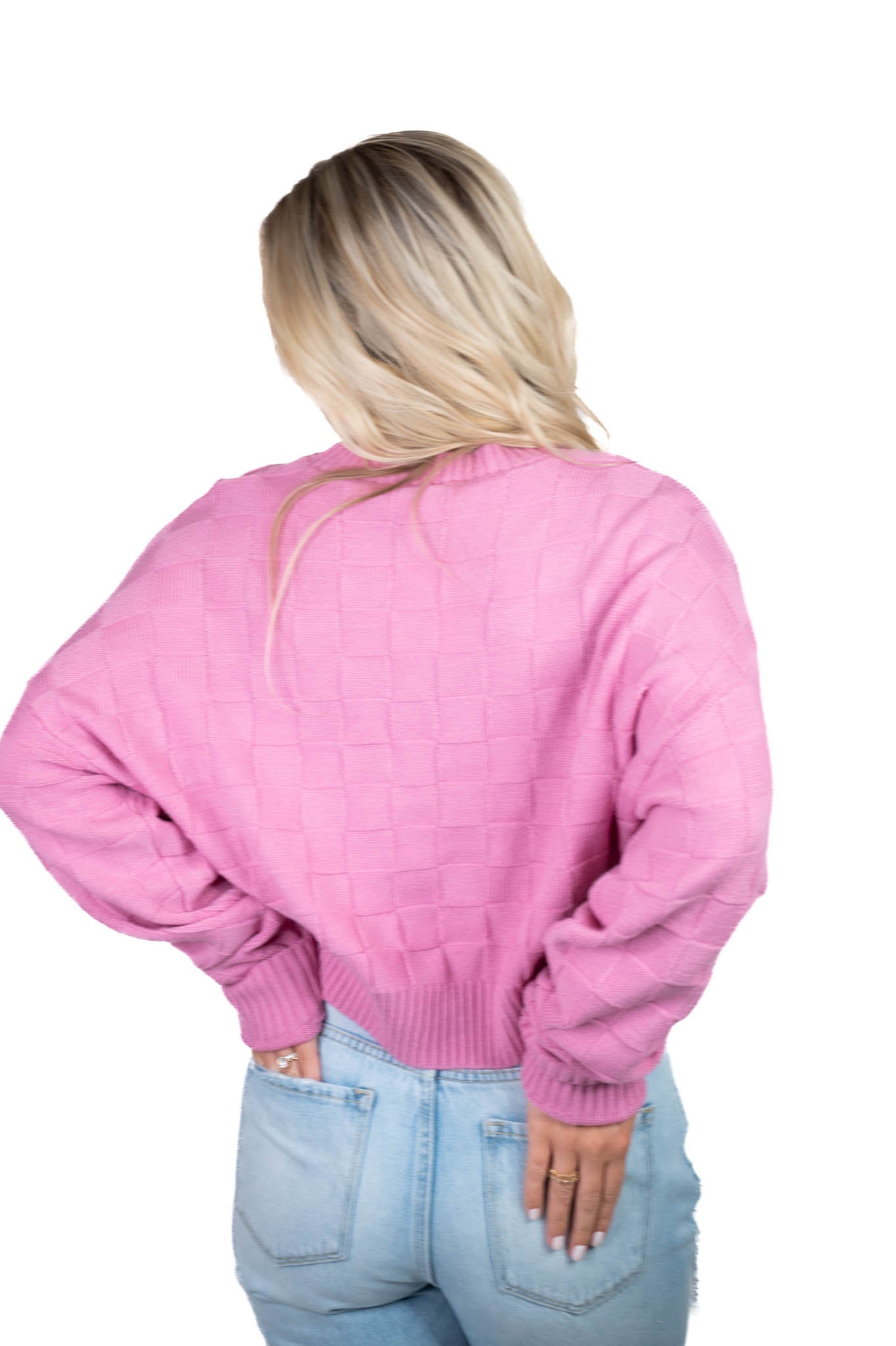 Rose Pink Checkered Sweater