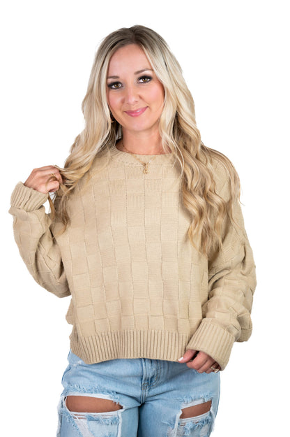 Taupe Checkered Sweater