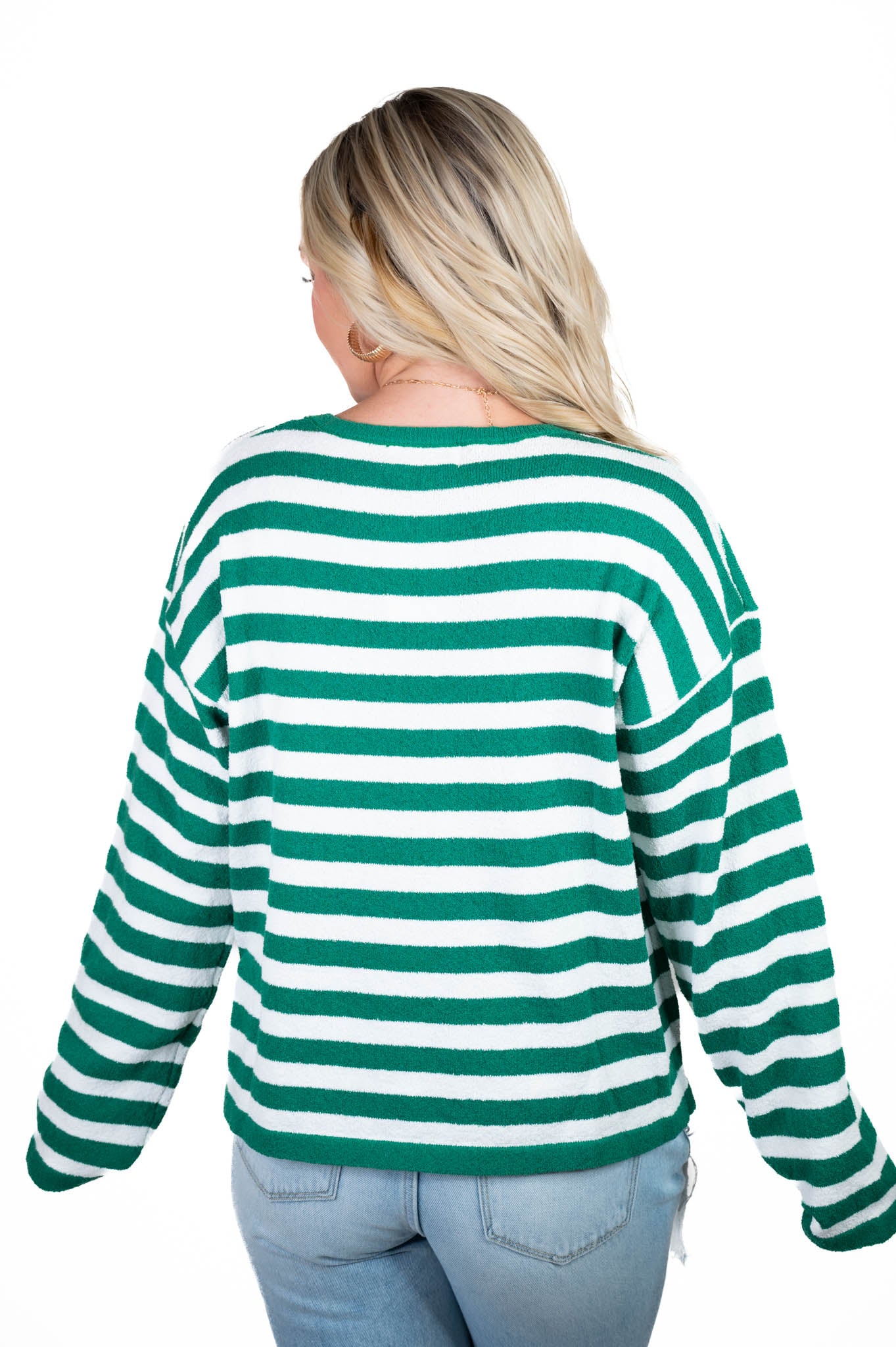 Green/White Striped Sweater