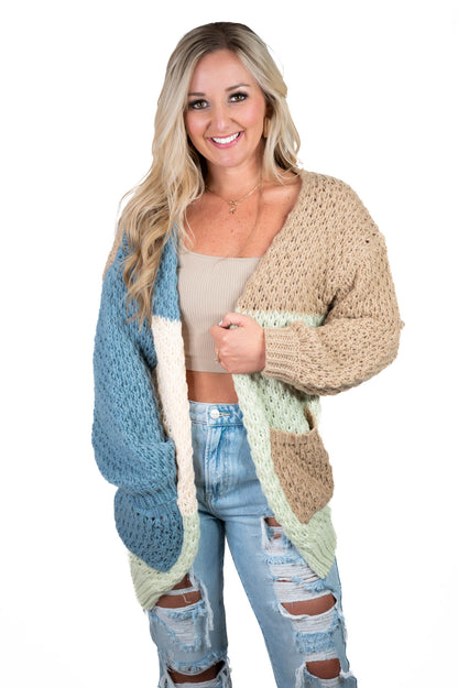 Multi Color- Color Block Cardigan