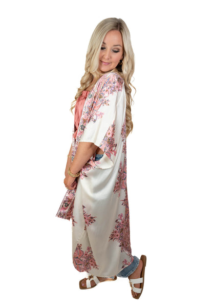 Fearless & Free Satin Printed Kimono