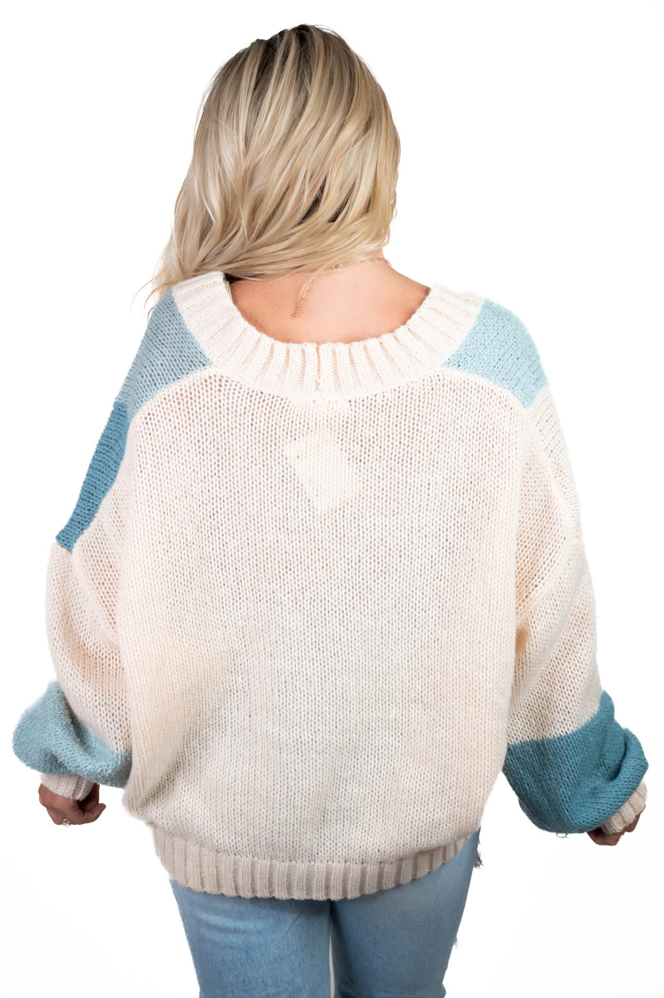 Blue Color Block Cardigan