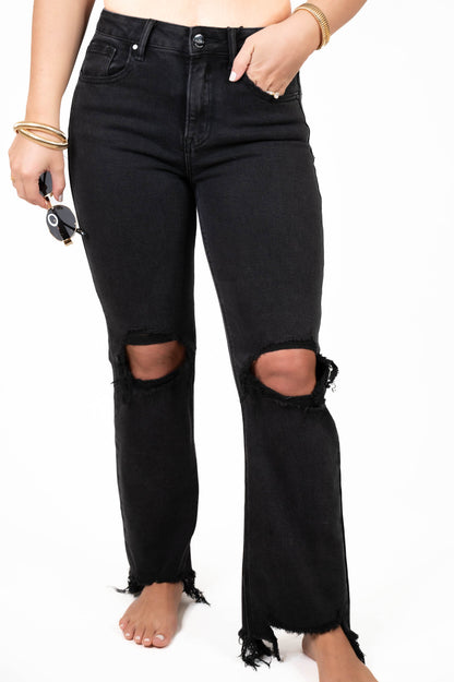 Black High Rise Crop Jeans