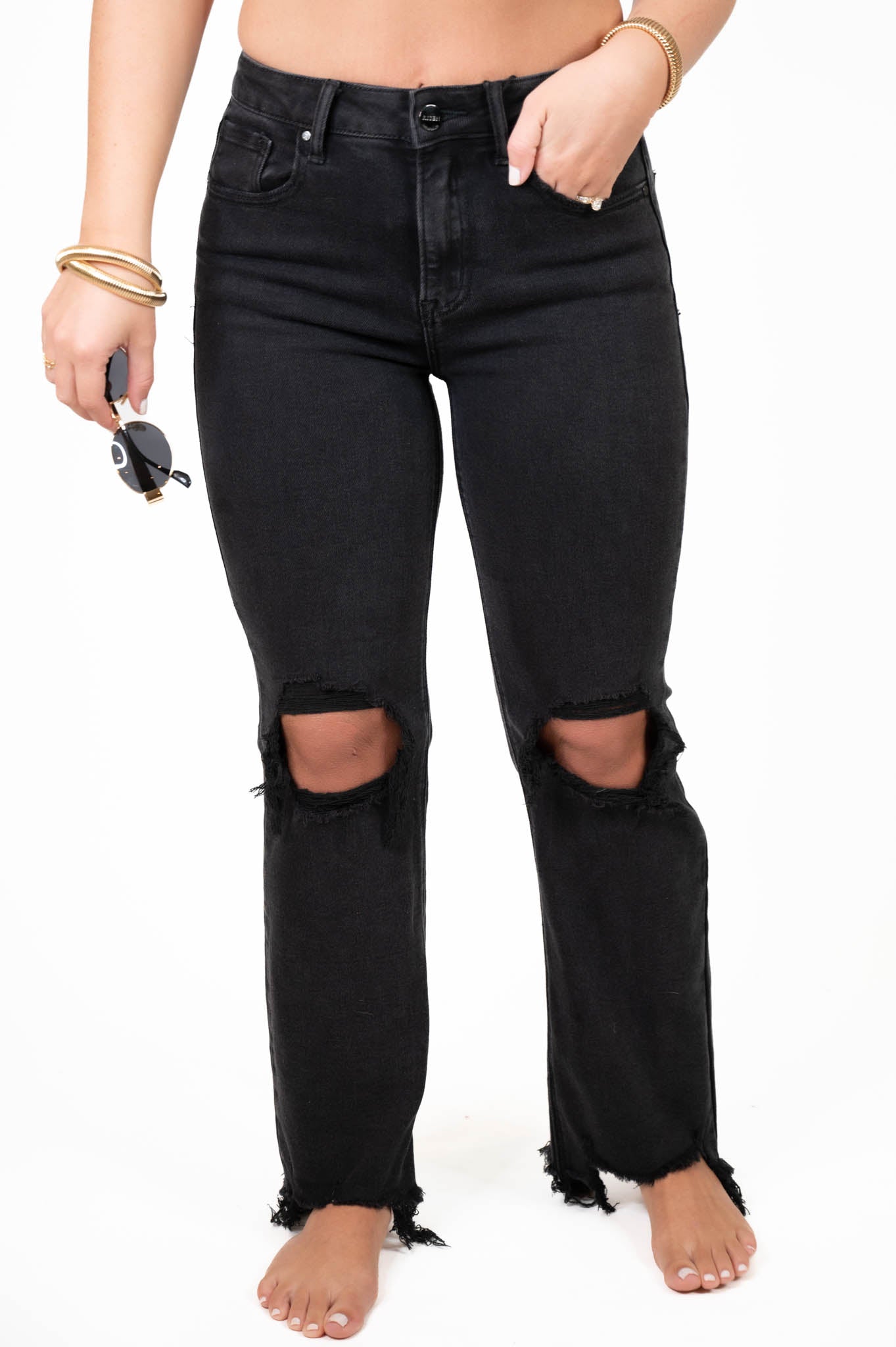 Black High Rise Crop Jeans