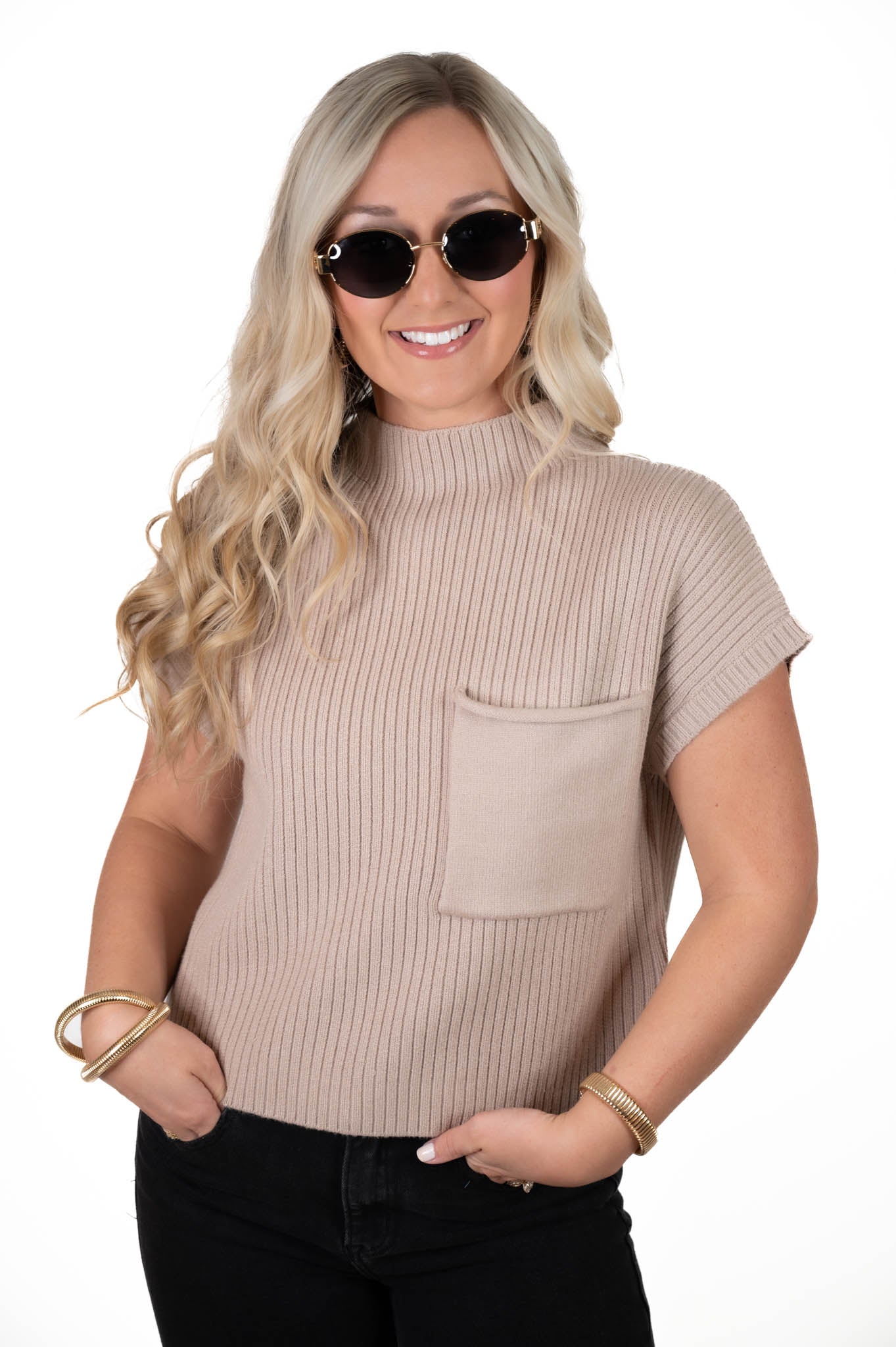 Never Gets Old Taupe Ribbed Sweater Top