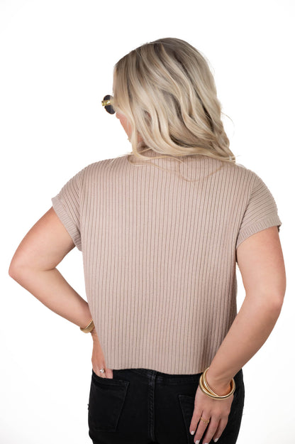 Never Gets Old Taupe Ribbed Sweater Top