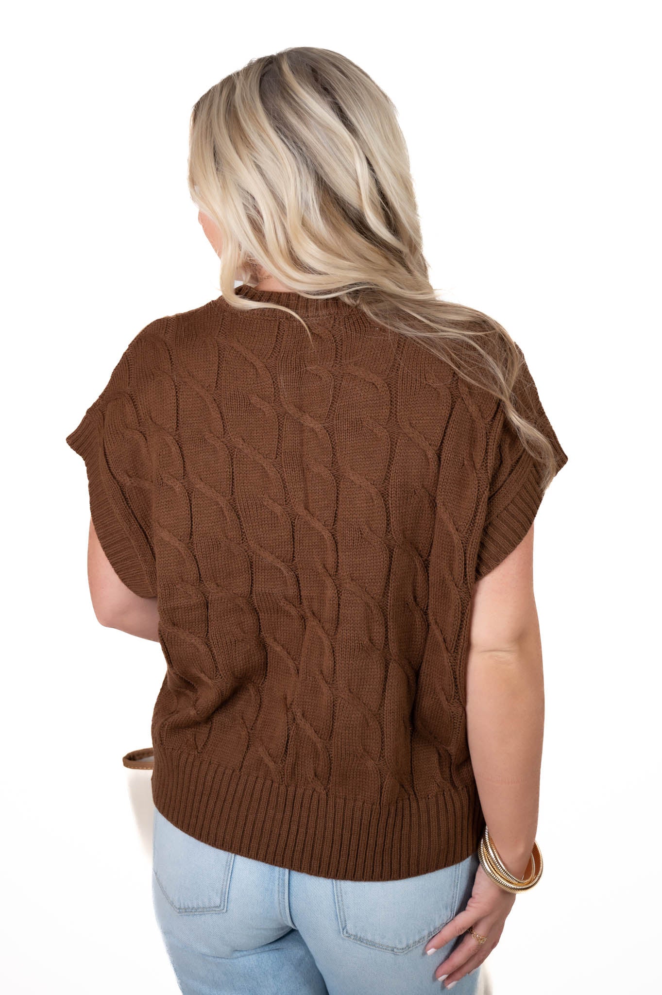 Say What You Want Brown Cable Knit Sweater