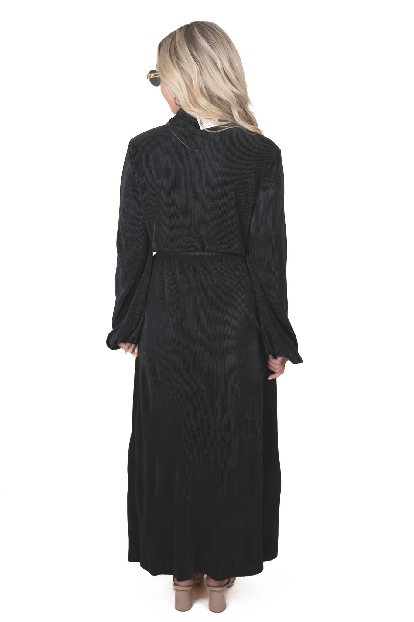 Keep Your Eyes On Me Black Pleated Midi Dress