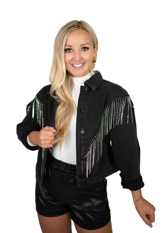 Black Chevron Fringe Jacket