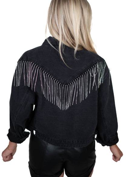 Black Chevron Fringe Jacket