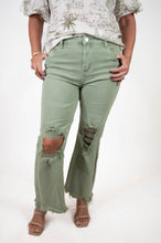 Olive High Rise Distressed Pants