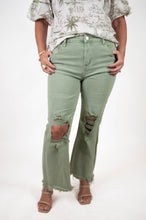 Olive High Rise Distressed Pants