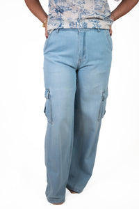 High Rise Wide Leg Cargo Jeans