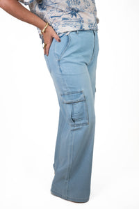 High Rise Wide Leg Cargo Jeans