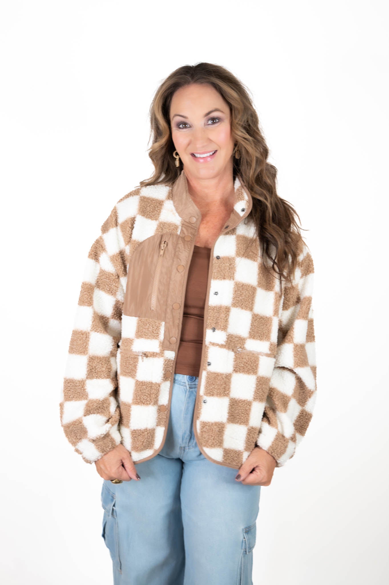 Taupe Checkered Shacket