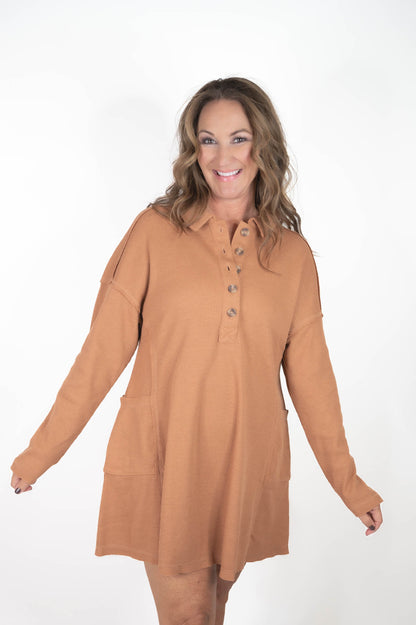 Camel Waffle Knit Dress