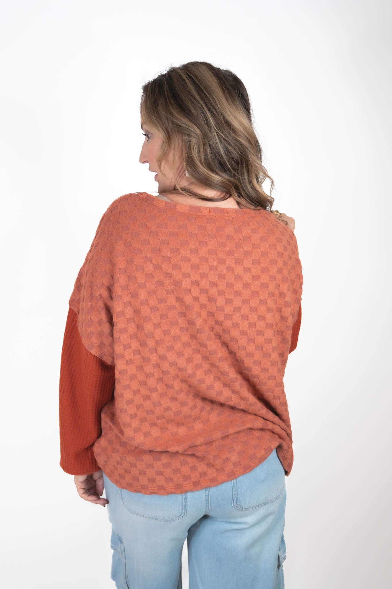 Rust Checkered Top