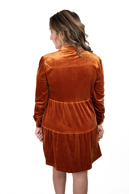 Burnt Orange Velvet Dress