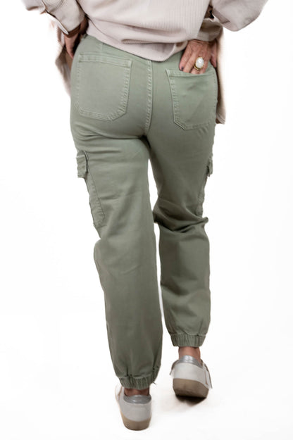 Olive High Rise Cargo Jogger Pants