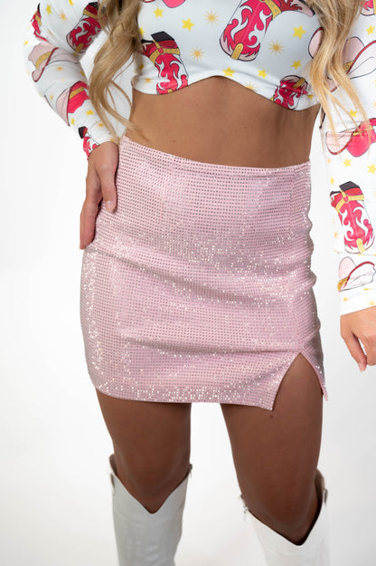 Baby Pink Rhinestone Skirt