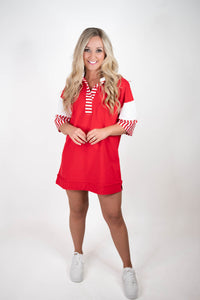 End Zone Elegance Red/White Tunic