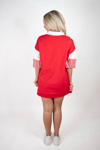 End Zone Elegance Red/White Tunic