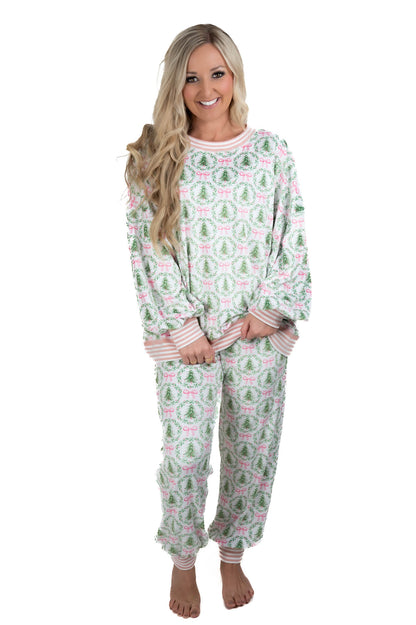 Christmas Tree/Bow Cozy Pajama Top