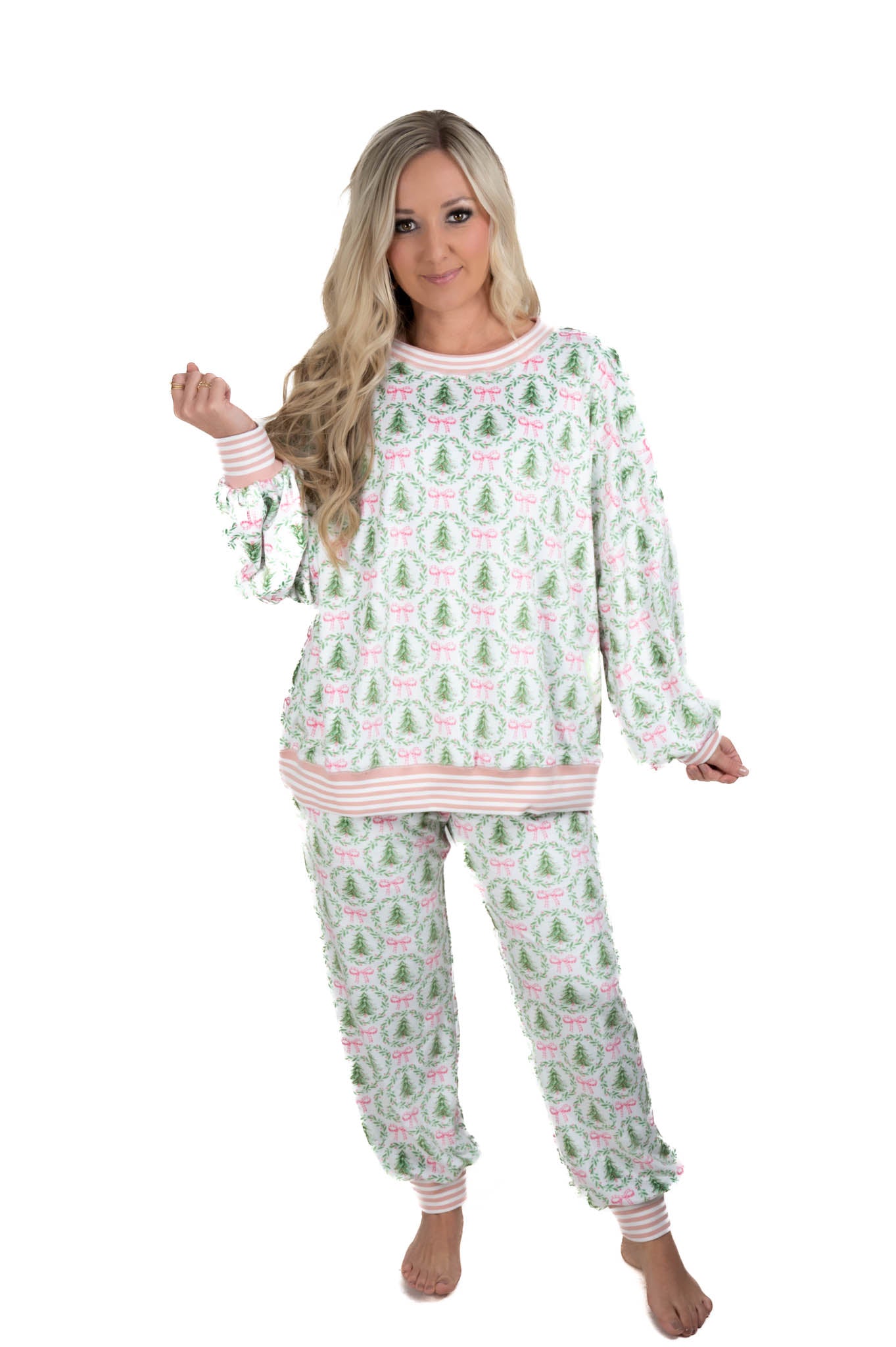 Christmas Tree/Bow Cozy Pajama Top