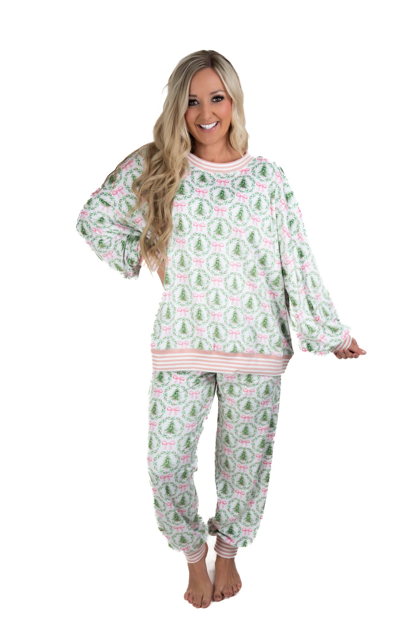 Christmas Tree/Bow Cozy Pajama Top