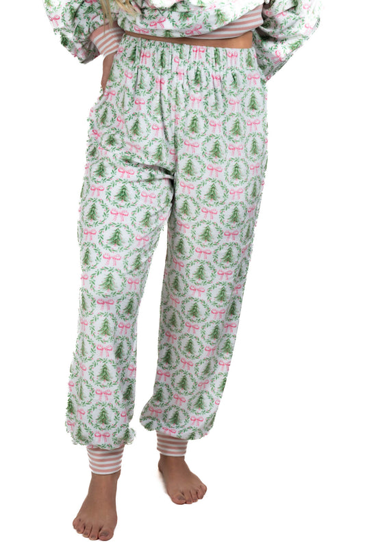 Christmas Tree/Bow Cozy Jogger Pajama Pants