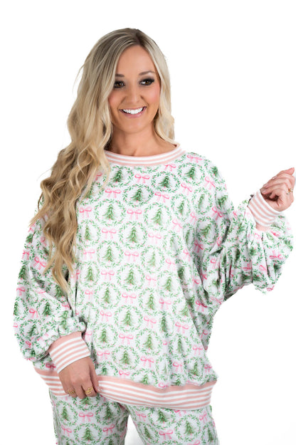 Christmas Tree/Bow Cozy Pajama Top