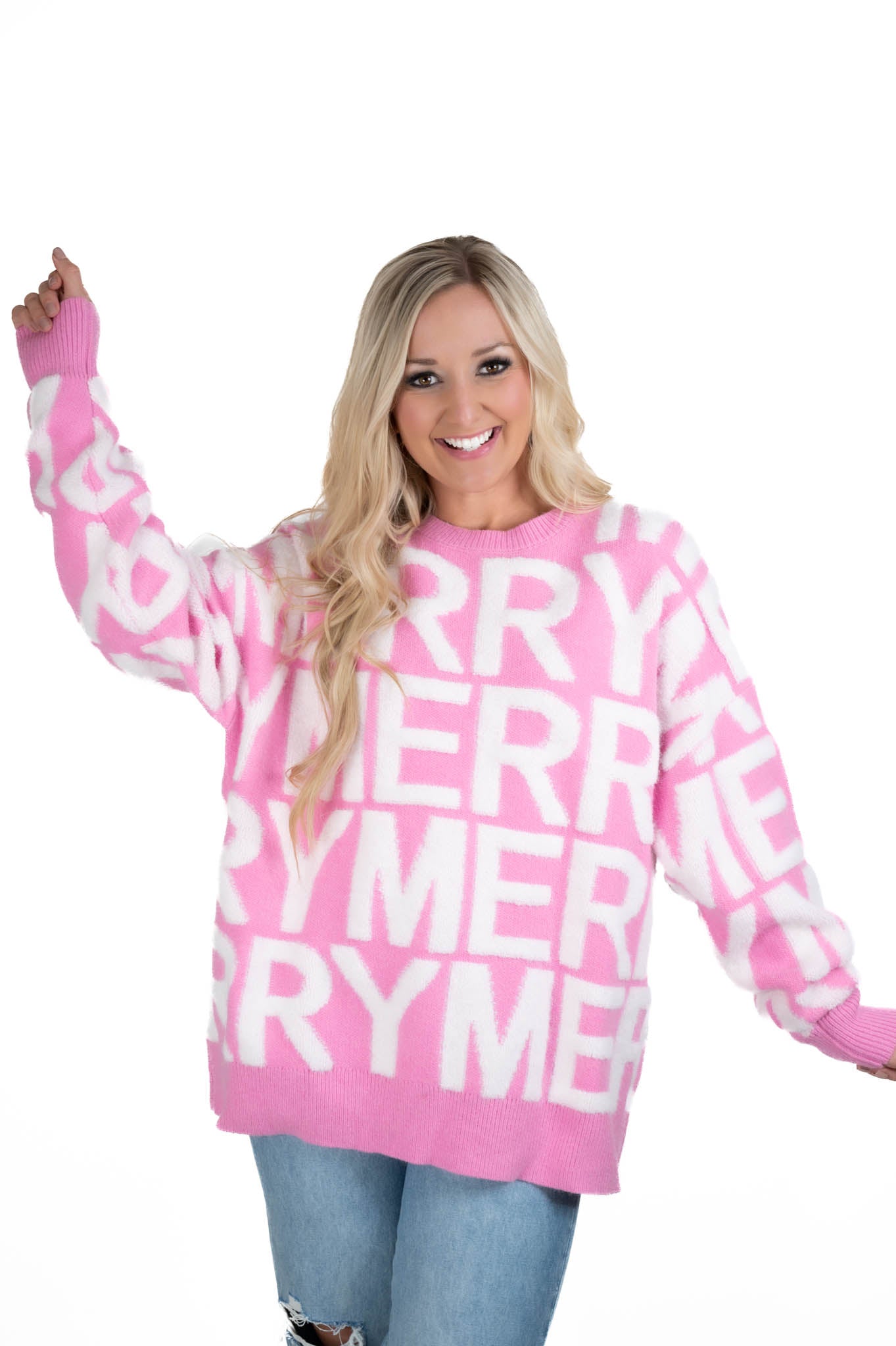 Pink Merry 3D Yarn Sweater