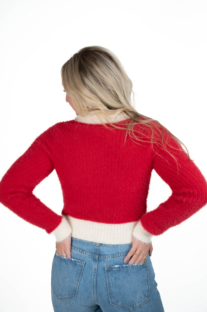 Red/White Cropped Sweater