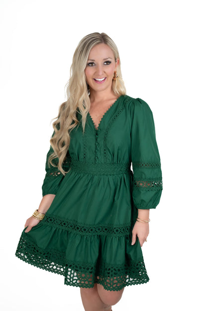 Green Crochet/Lace Dress