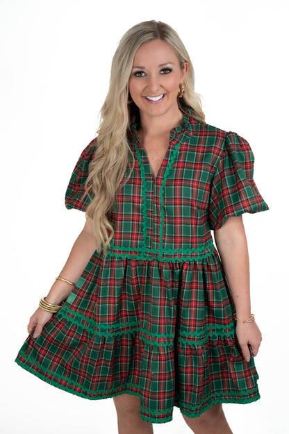 Hunter Green Christmas Plaid Dress