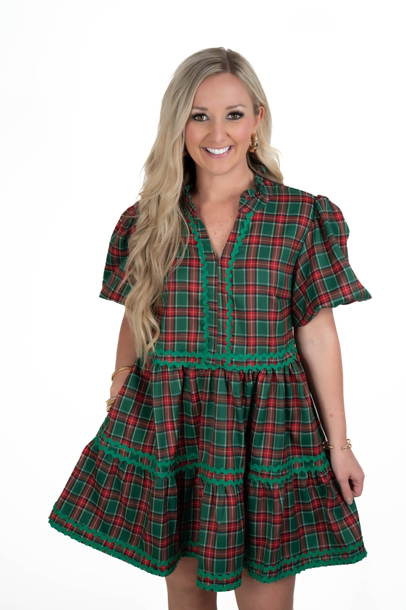 Hunter Green Christmas Plaid Dress