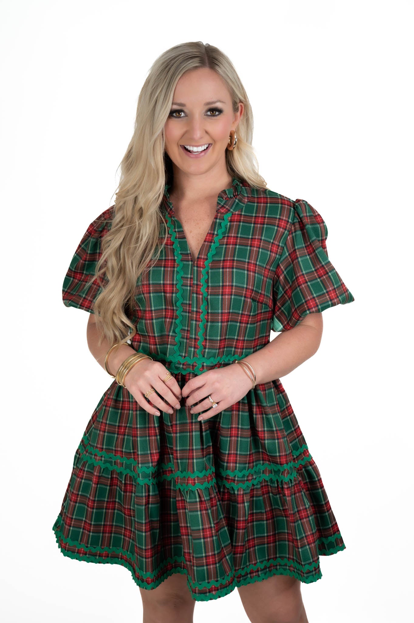 Hunter Green Christmas Plaid Dress