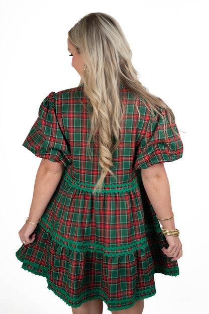 Hunter Green Christmas Plaid Dress