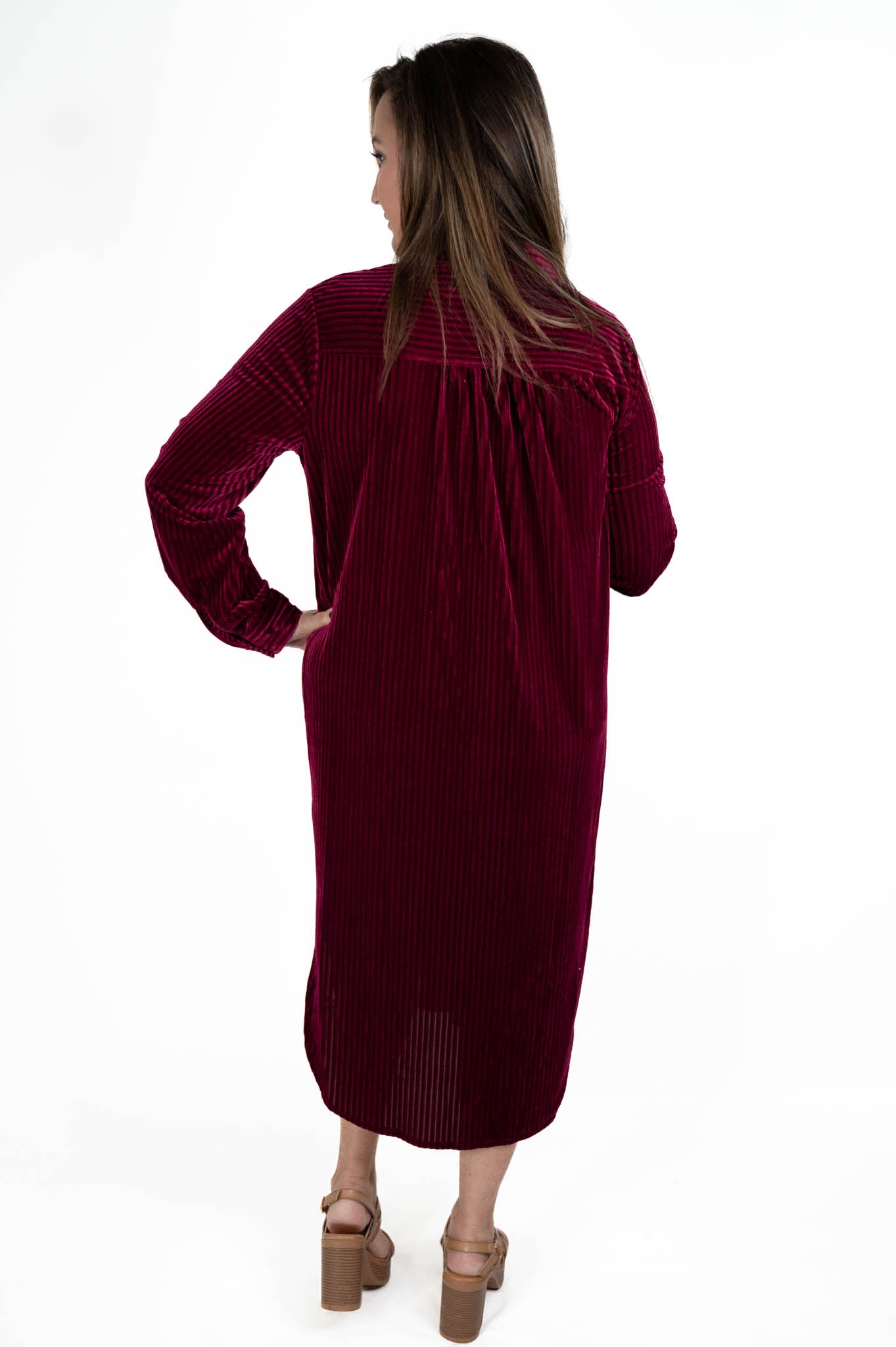 Raspberry Velvet Midi Dress