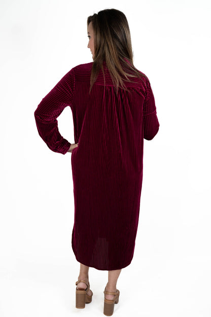 Raspberry Velvet Midi Dress