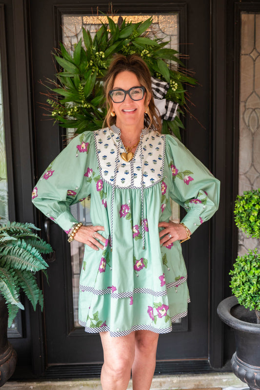 Green Floral Print Dress